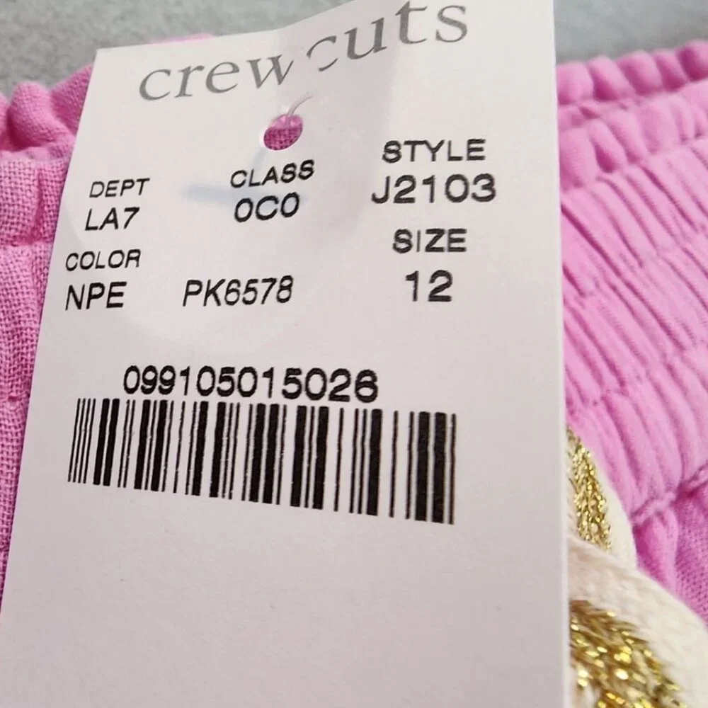 J. Crew Crewcuts Kids NEW Spring Wallace Pants Pink Drawstring‎ Casual Preppy 12